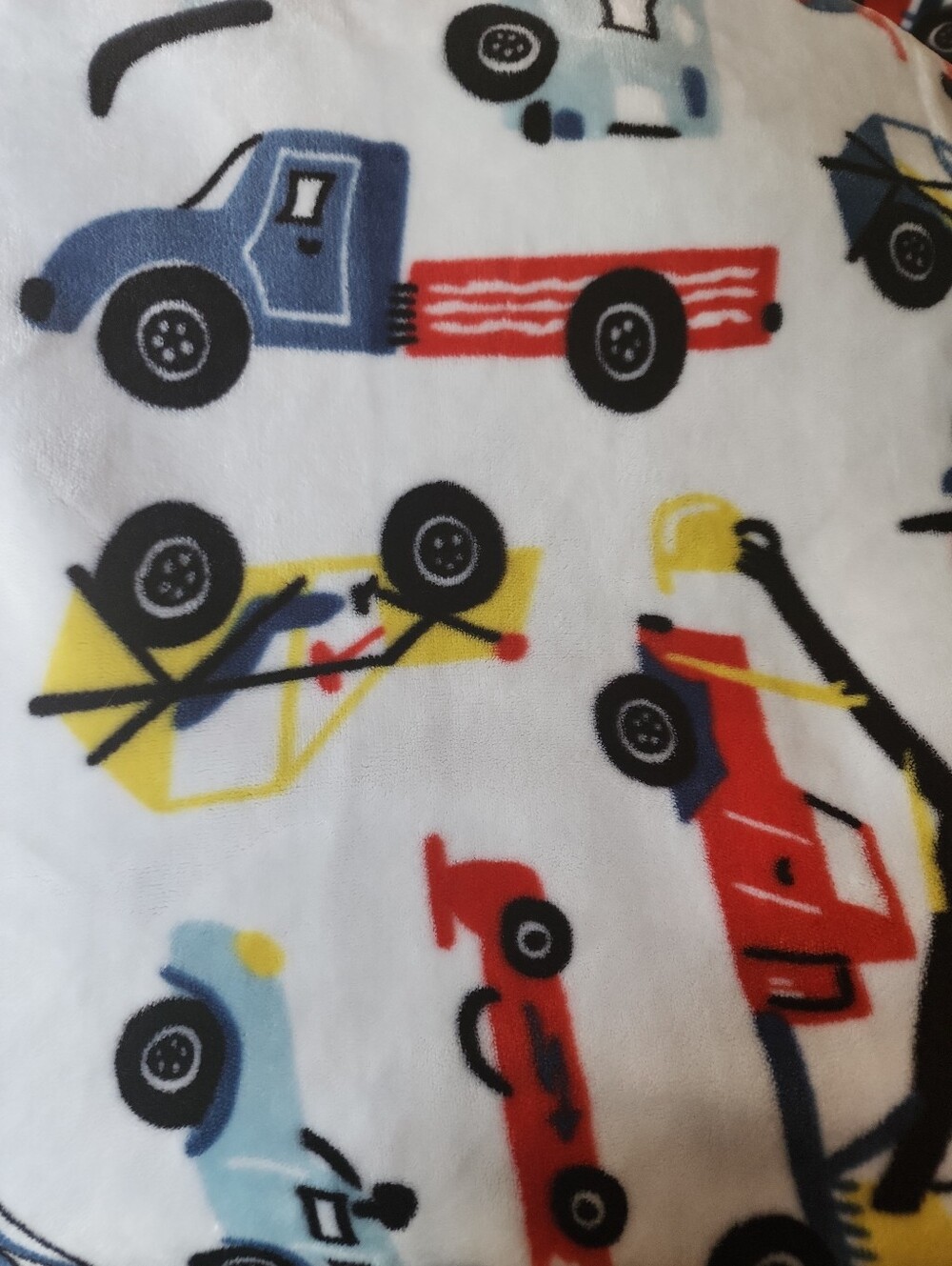 Costco Baby Blanket Toddler Kids Oversized Vehicle Plush Red, Blue Yellow Cars